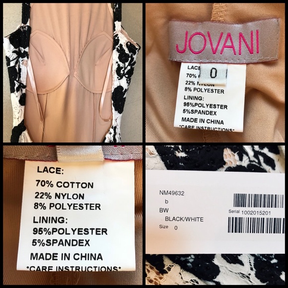 Jovani Floral Black & White Formal Gown NEW sz 2 - Picture 7 of 7